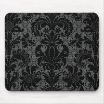 graues Damastmuster des Imitatspitzeschwarzen Mousepad