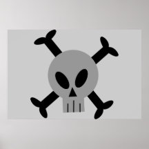 Graues Totenkopf mit gekreuzter Knochen-Plakat