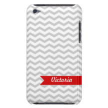 Graues Zickzack mit rotem personalisiertem Aufkleb iPod Case-Mate Hülle