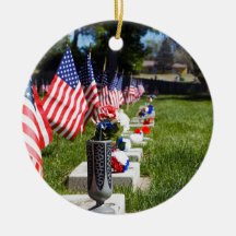 Graves Dressed with Memorial Day Flags Christmas Tree Ornament