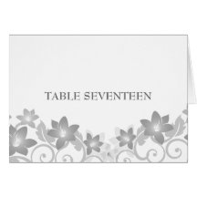 Gray Simple Floral Table Number Card