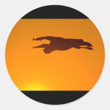 Great Blue Heron Sunset Round Sticker