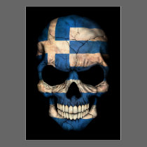 Greek Flag Skull on Black visitenkarten