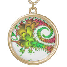 Green and Pink Fractal Swirls and Twirls Pendants