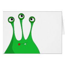 Green cartoon alien grußkarten