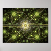 Green Daisy Flame Fraktal Poster