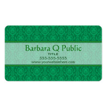 Green Damask Pattern Business Card Templates
