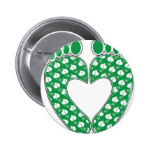 Green Footprint Heart Pin