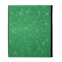 Green glitter stars iPad folio case