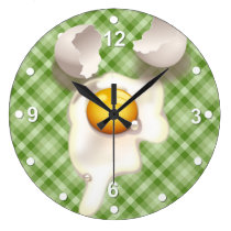 Green Plaid Cracked Egg Kitchen Wall Clock wanduhren