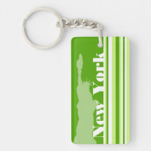 Green Stripes; Striped; Statue of Liberty Acrylic Key Chains