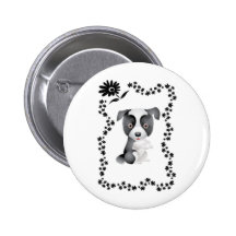 Grenzcollie-Blumen Buttons