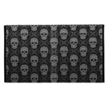 Grey and Black Sugar Skull Pattern iPad Folio Cases