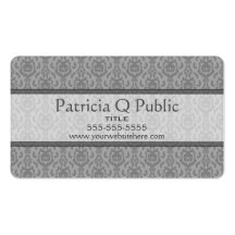 Grey Damask Pattern Business Cards