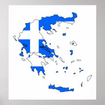 Griechenland-Flaggen-Karte Größengleich Posterdrucke
