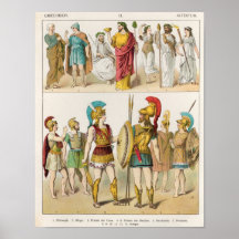 Griechische religiöse und Militär kleidet an Plakat