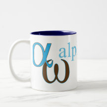 Griechischer Buchstabebecher: Alpha und Omega Tee Tasse