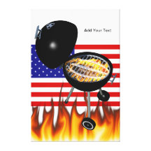 GRILLEN Grill-und amerikanische Flaggen-Entwurf Gespannte Galeriedrucke