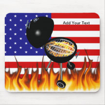 GRILLEN Grill-und amerikanische Flaggen-Entwurf Mauspads