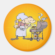 GRILLEN-Koch, der Burger grillt Kühlschrankmagnete