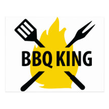 GRILLEN König mit Flammenikone Postkarte