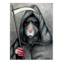 Grimmige Sensenmann-Ratten-Postkarte