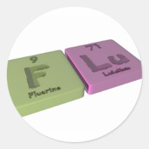 Grippe als f-Fluor und Lu-Lutetium Runde Aufkleber