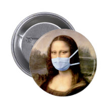 Grippe-Saison Mona Lisa mit Maske Button