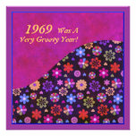Groovy Retro PopArt Blumen-Power-60er-70er Geburts Individuelle Ankündigskarten
