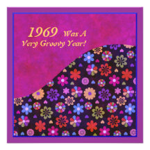 Groovy Retro PopArt Blumen-Power-60er-70er Geburts Individuelle Ankündigskarten