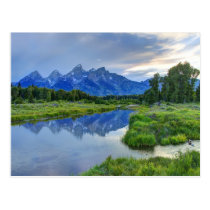 Großartiger Teton Nationalpark am Sonnenuntergang postkarten
