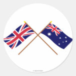 Großbritannien und Australien gekreuzte Flaggen Runder Sticker