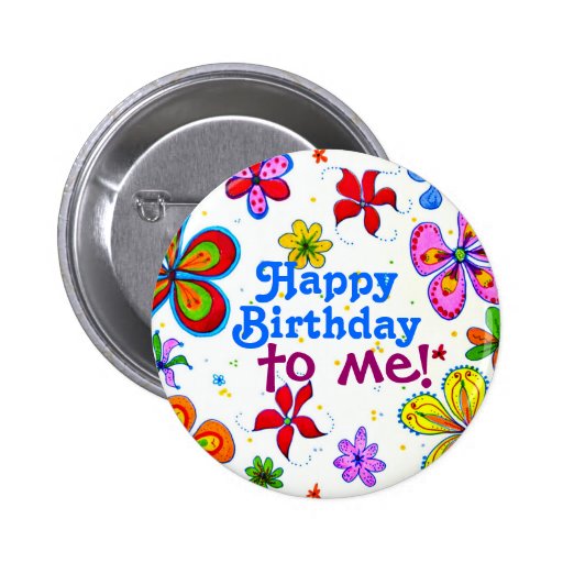 Große Blumen-alles Gute zum Geburtstag zu mir Knop Anstecknadelbuttons