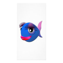 Große Eyelashes-Cartoon-Fische Fotokartenvorlage