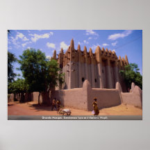 Große Moschee, Sundaneseart Architektur, Mopti, Posterdrucke