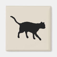 große schwarze Katze Kühlschrankmagnet