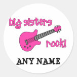 Große Schwester-Felsen! mit rosa Gitarre Runde Sticker