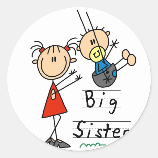Große Schwester mit kleiner Bruder-T-Shirts und Ge Runder Aufkleber