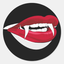 Große Vampirs-Lippen mit Reißzähnen Runde Sticker