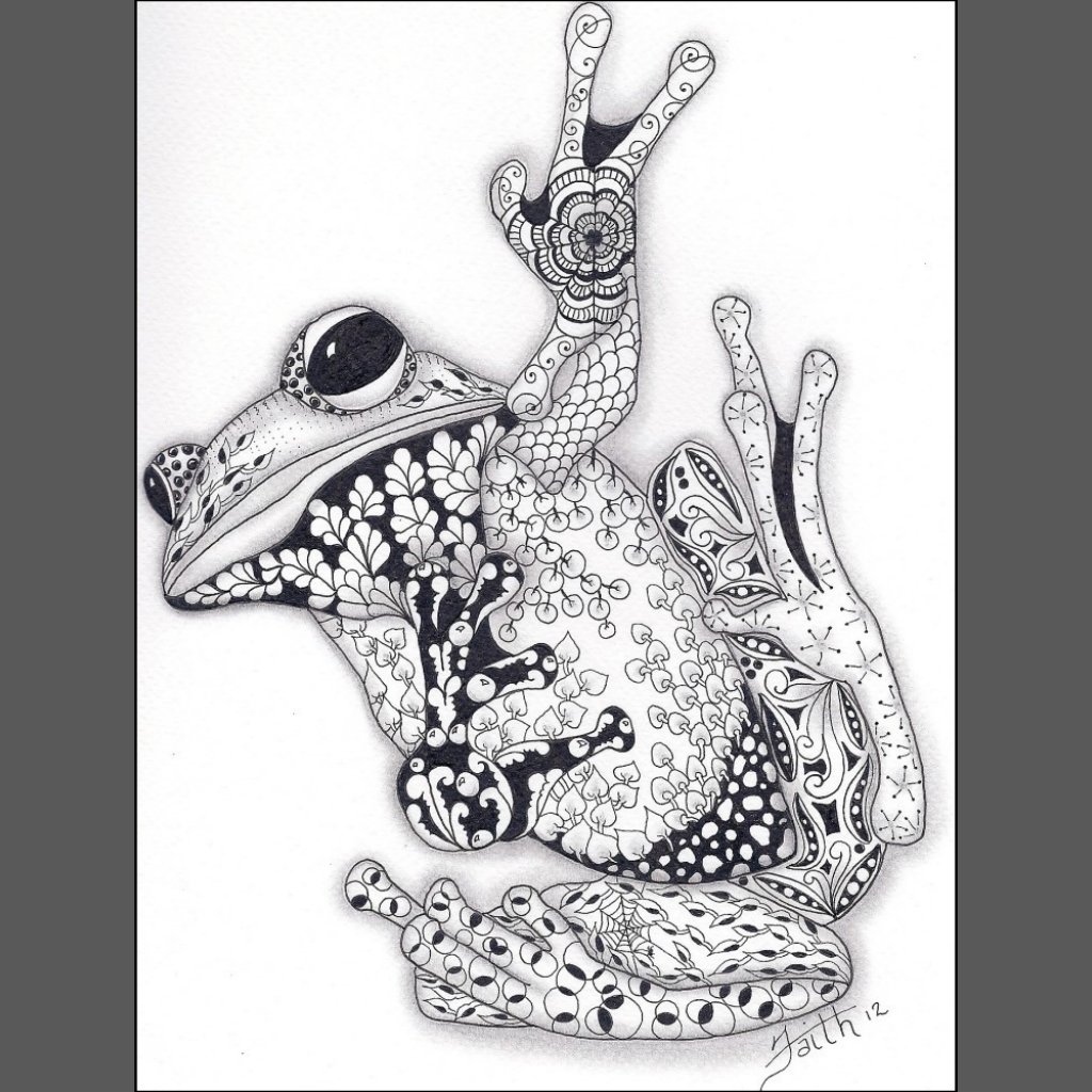 winged frog flower drawings Google Search Zentangle
