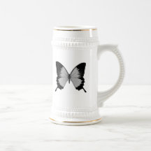 Großer grauer u. schwarzer Schmetterling Kaffee Tassen