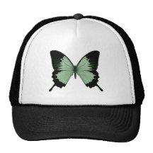 Großer grüner u. schwarzer Schmetterling Retrokultmützen