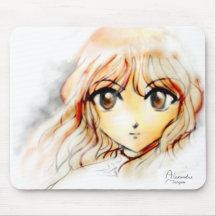 Großes kawaii Augen der Manga Anime-Mädchenskizze  Mousepads