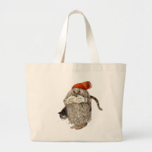 Großmutter-Weihnachten Tomten mit grauer Katze Leinentasche