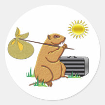 Groundhog läuft weg runder sticker