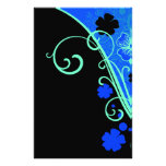 Grün-blaues BlumenNeonSet Individuelles Druckpapier