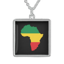 Grün, Gold u. rote Afrika-Flagge Halsketten