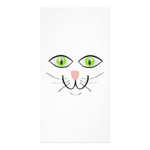 Grün-Mit Augen Katzen-Gesichts-Cartoon Bilderkarte