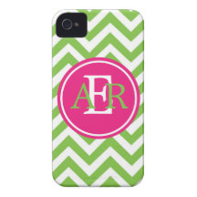 Grün mit Neid-Monogramm iPhone 4 Case-Mate Hülle