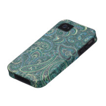 Grün tont Vintages verziertes Paisley-Muster Vibe iPhone 4 Hüllen